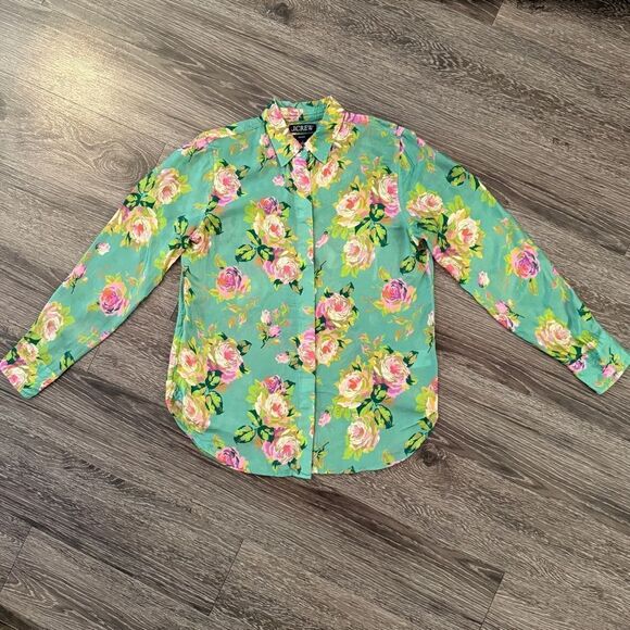 J. Crew Tops - J. Crew Classic-fit cupro-blend shirt in rose garden